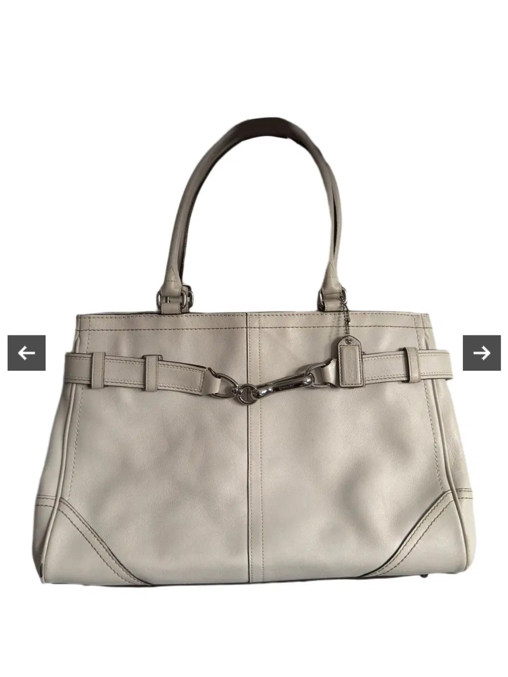Coach Cream Leather Tote with Signature Bit Hardware